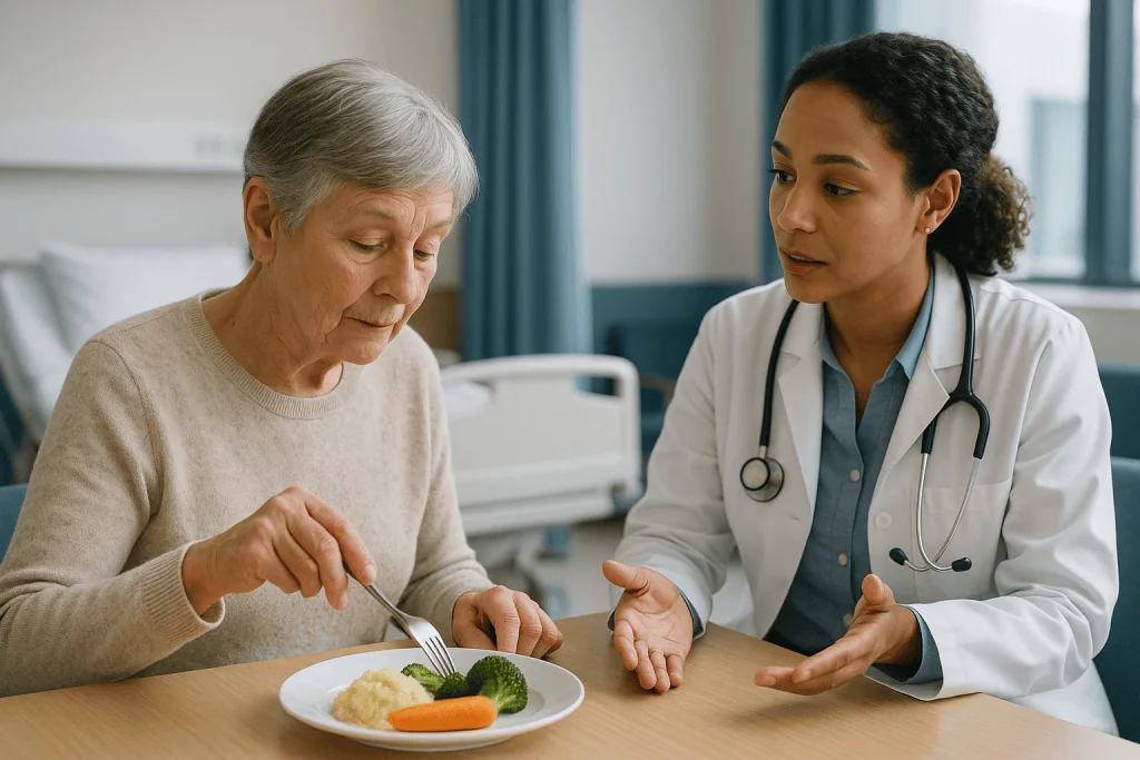 Doctor consulting elderly patient about meal nutrition: Conditions that mimic each other, at a glance