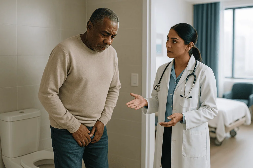 Doctor consulting male patient in clinical setting: Cryoablation side effects in the first 48 hours: what is expected