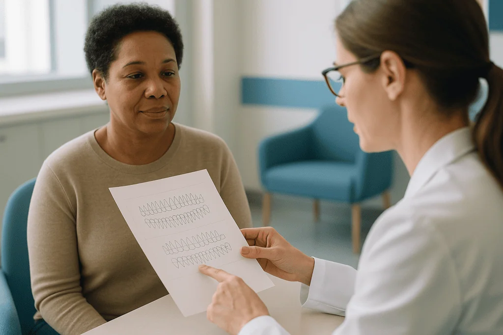 Doctor consulting patient with dental/teeth assessment chart: Dental records: why your dentist's notes carry real diagnostic