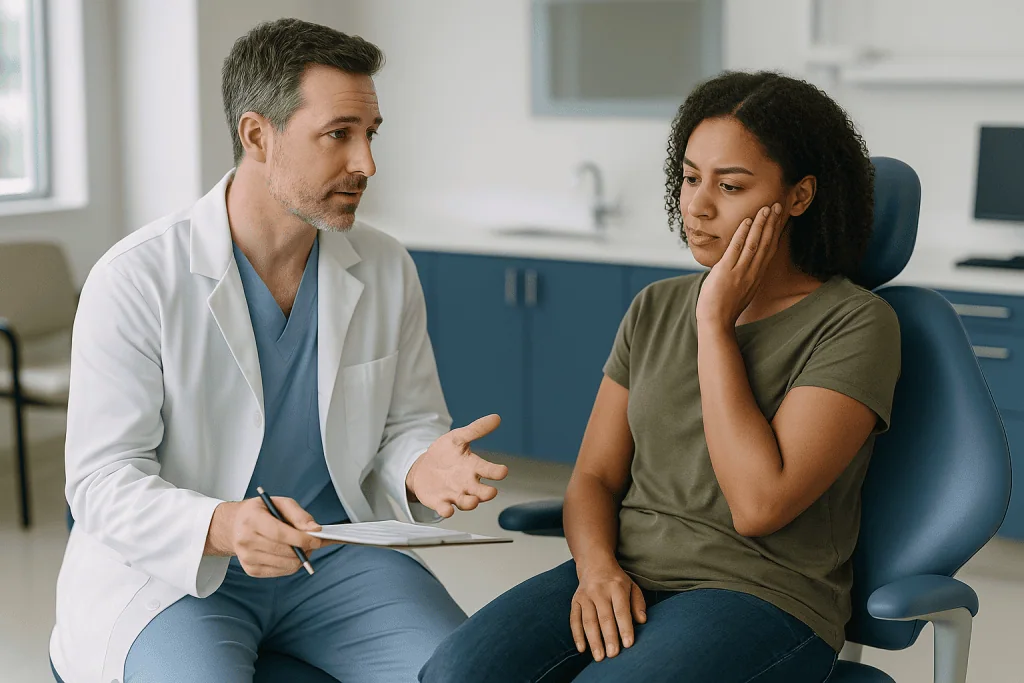 Doctor consulting patient in clinical office setting — Do wisdom teeth need to be removed? What the evidence actually says