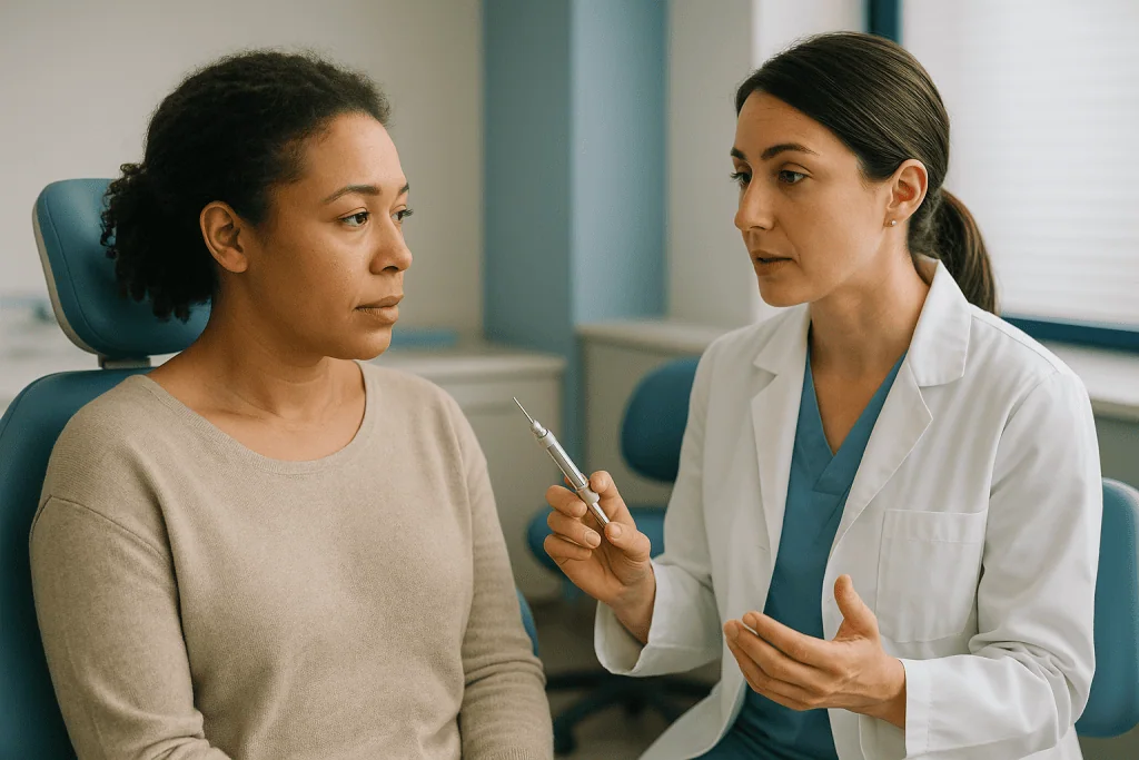 Doctor consulting patient in clinical office setting — Does tooth extraction hurt during the procedure? What you actually fee