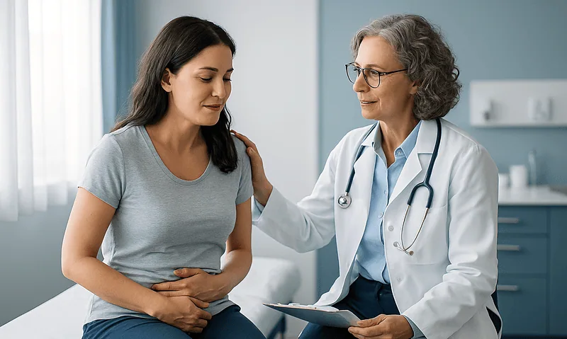 Doctor consulting with a patient about endometriosis treatment options.