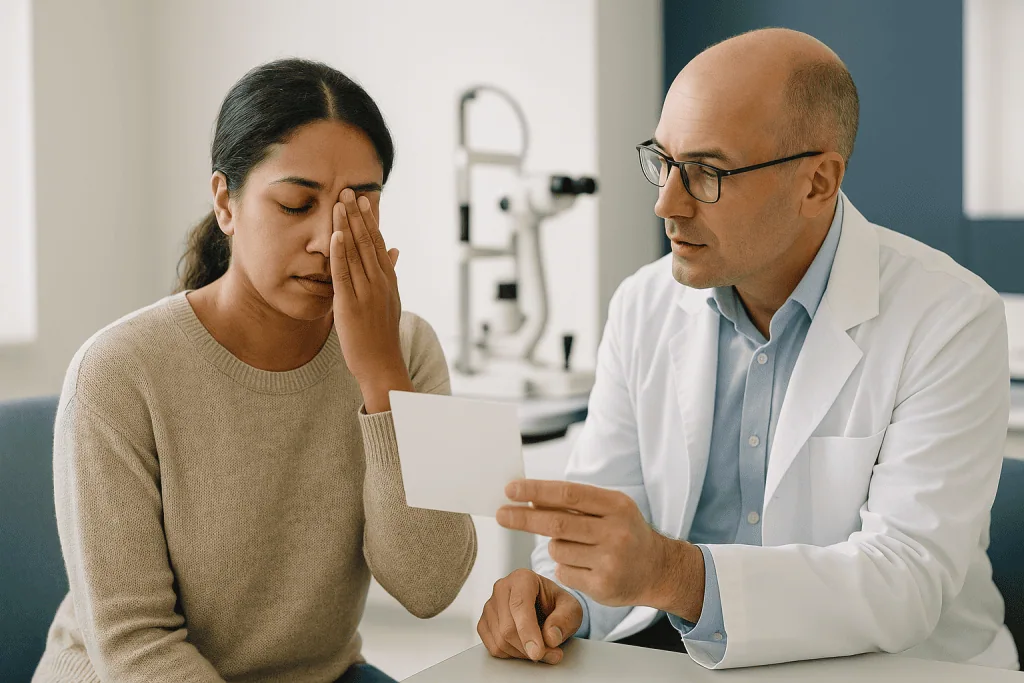 Doctor consulting with patient, reviewing test results: Epi-off or epi-on: why your recovery depends on which one you had
