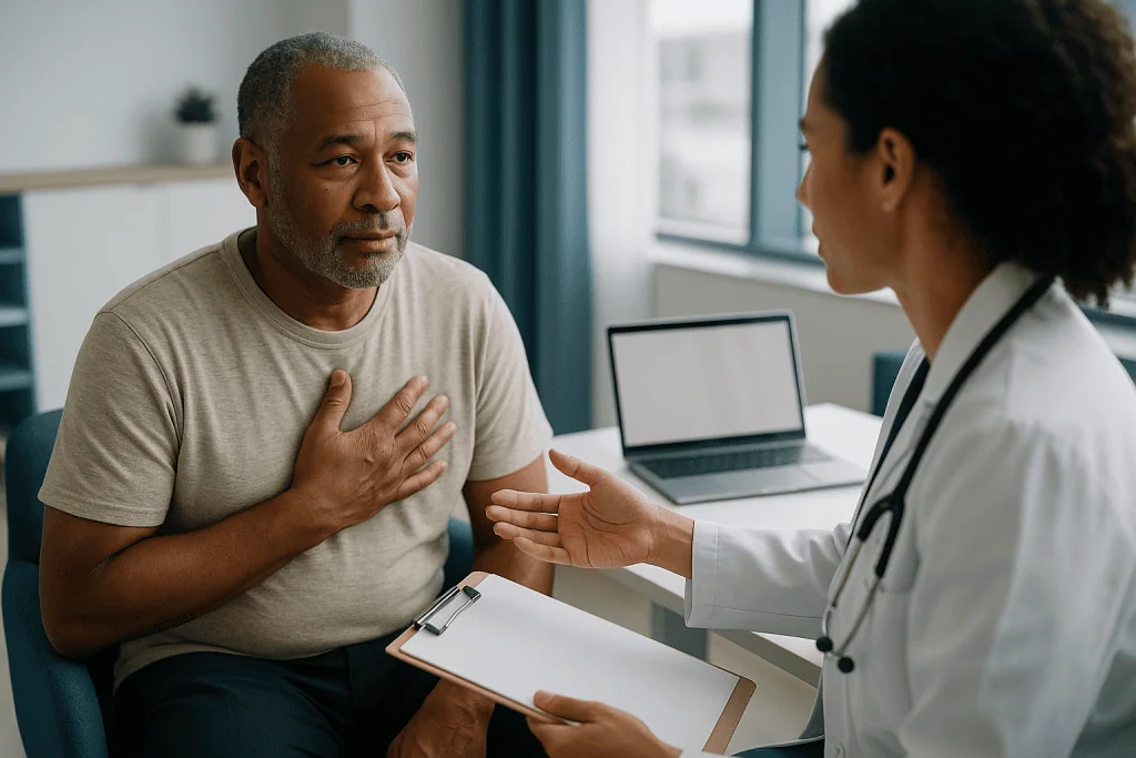 Doctor consulting with male patient in clinical setting — Erectile dysfunction and heart disease: why doctors treat it as an 