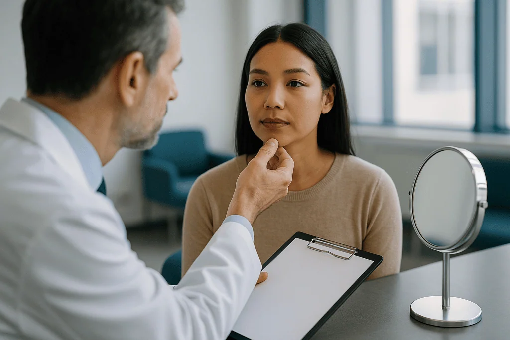 Doctor consulting with patient about facial concerns: Facial analysis: what the surgeon is really measuring
