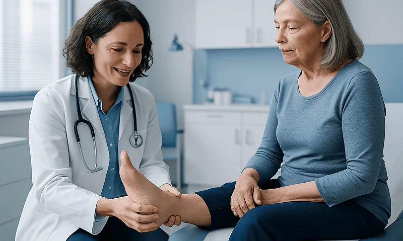 Flat Feet, Bunions and Cavus Foot: When Foot Deformities Are Treated Without Surgery First 2 Doctor examining a patient's foot in a medical consultation room.