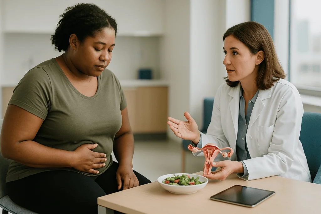 Female doctor consulting patient about reproductive health: Follicular vs luteal phase: how the hormones compare