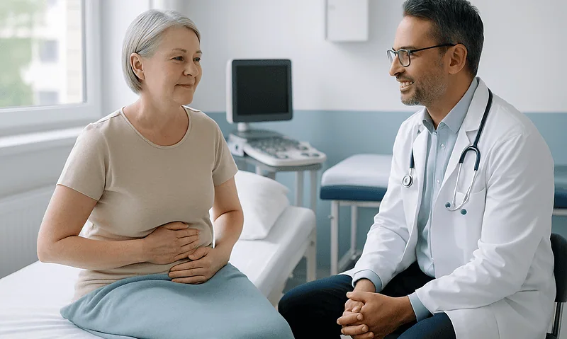 Gallbladder Surgery Recovery: Week by Week 3 Doctor consulting with an elderly female patient in a hospital room.
