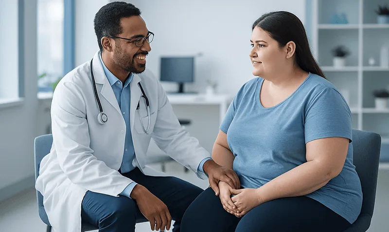 Doctor consulting with a patient in a medical office.