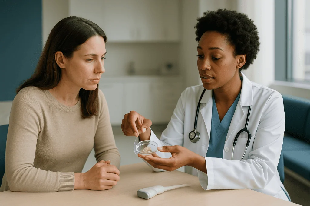 Doctor consulting with female patient in clinic: GIFT vs IVF: what actually happens, step by step