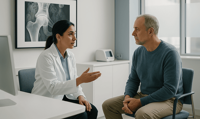 Doctor consulting with a patient about Graft Versus Host disease.
