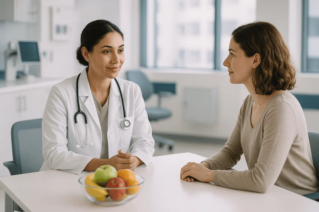 Hernia Repair in Turkey: Treatment Guide 1 Doctor consulting with a patient in a modern hospital setting.