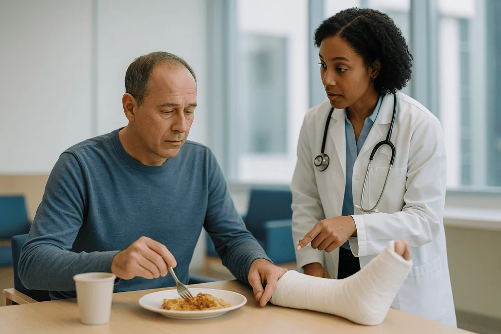 Doctor consulting patient about food or diet: How allograft bone graft complications actually develop