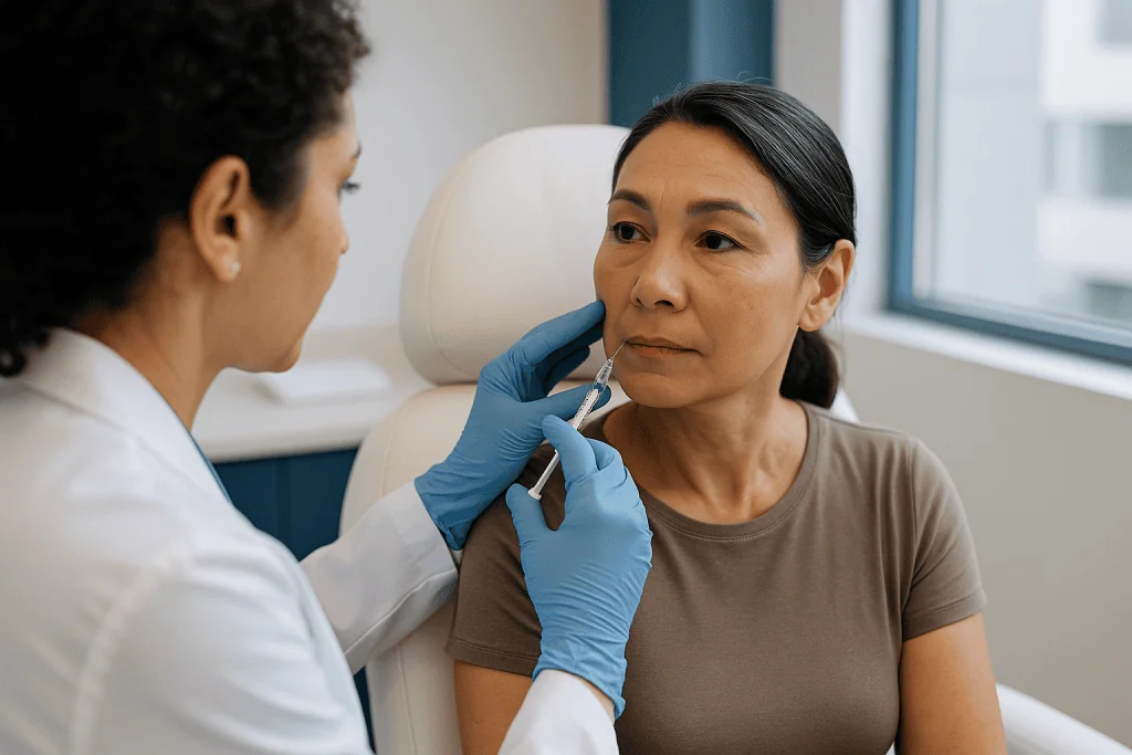Medical professional administering facial injection to adult patient — How are polynucleotide injections supposed to work in 