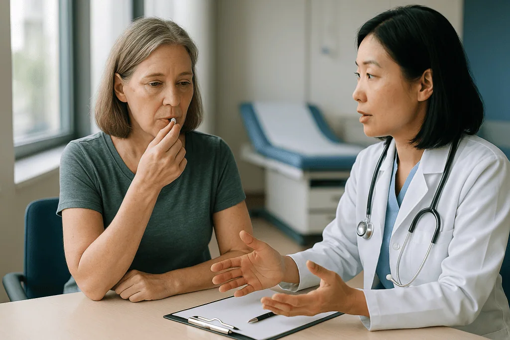 Doctor consulting patient about health condition in clinic: How autoimmune hepatitis treatment works: quieting the immune at