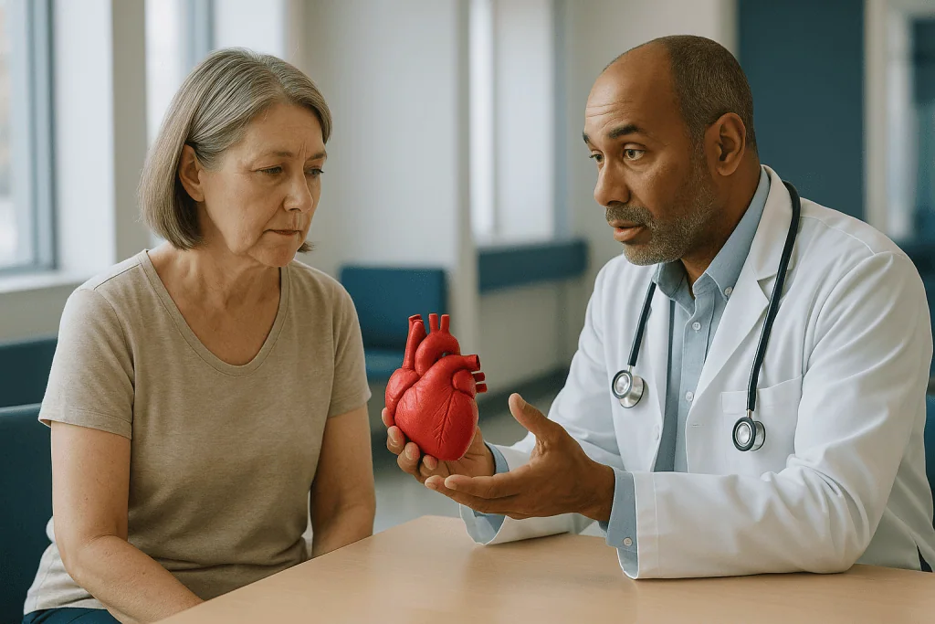 Cardiologist consulting patient using anatomical heart model: How Big Is the Human Heart, Really?