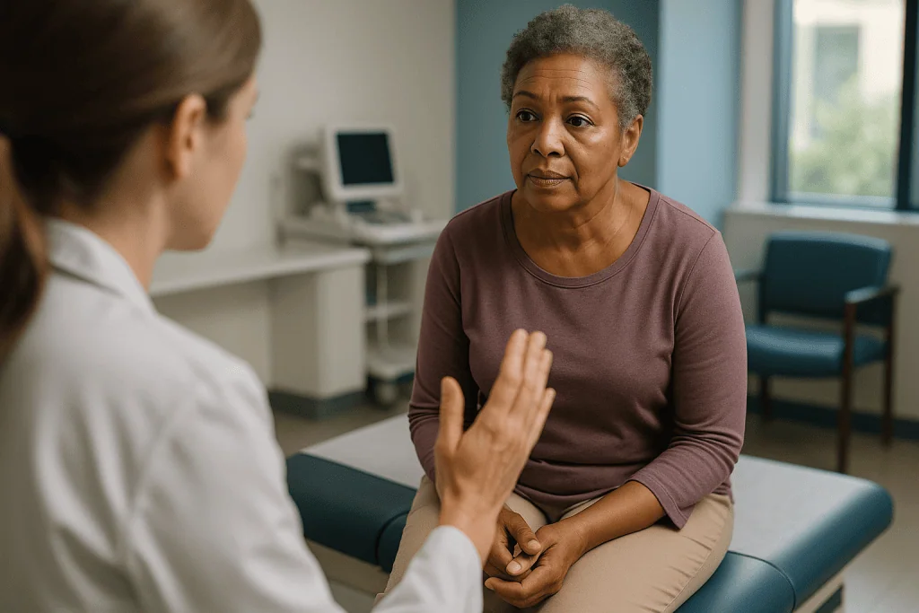 Healthcare provider consulting with adult patient in clinic: How bowel continence actually works: the anatomy of holding on
