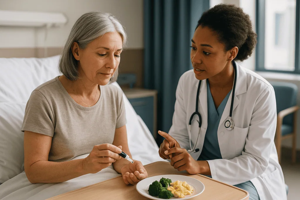 Doctor consulting patient about diet and health monitoring: How calcium is monitored in the first days and weeks