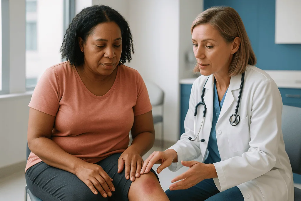 Doctor examining patient's leg for swelling or infection: How cellulitis actually works in the skin