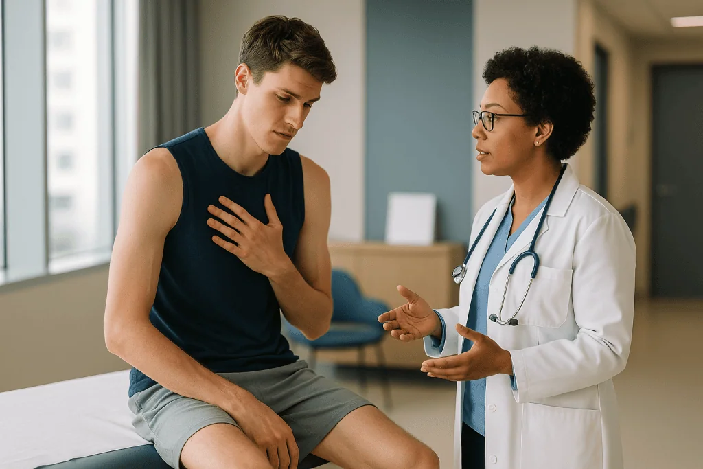 Doctor consulting patient about chest symptoms in clinic: How does a collapsed lung actually happen in someone with healthy