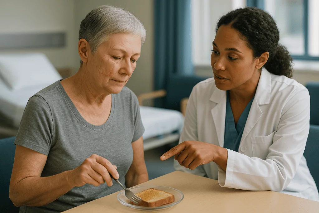 Healthcare provider consulting patient during meal: How does a skin graft after Mohs surgery actually take?