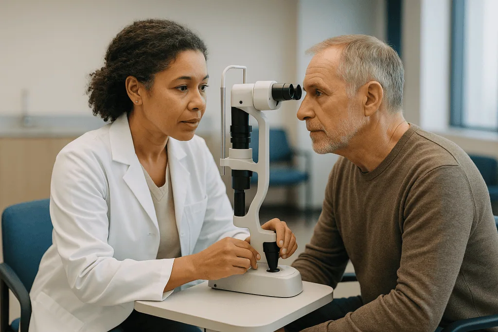 Ophthalmologist performing eye examination with specialized equipment: How does an eye laser actually work?