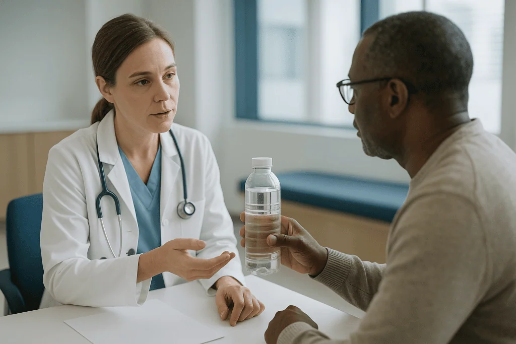 Doctor consulting patient in clinical office setting: How does diabetes insipidus treatment actually work?