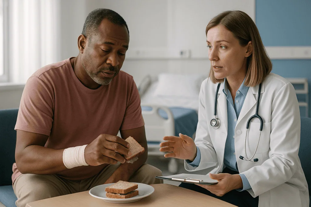 Doctor consulting patient about nutrition and diet: How does infection happen after a bone graft?
