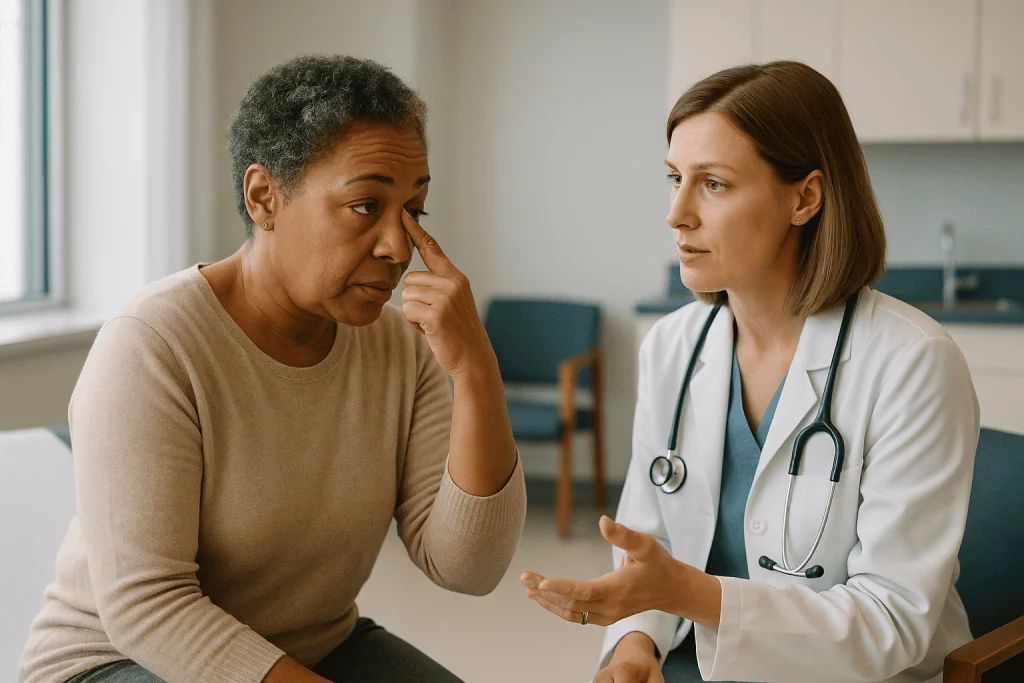 Doctor consulting patient about general medical concern: How does tear duct massage actually work?