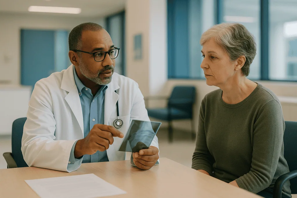 Doctor consulting with mature female patient using tablet: How does the hematology oncology team diagnose leukemia and lymph