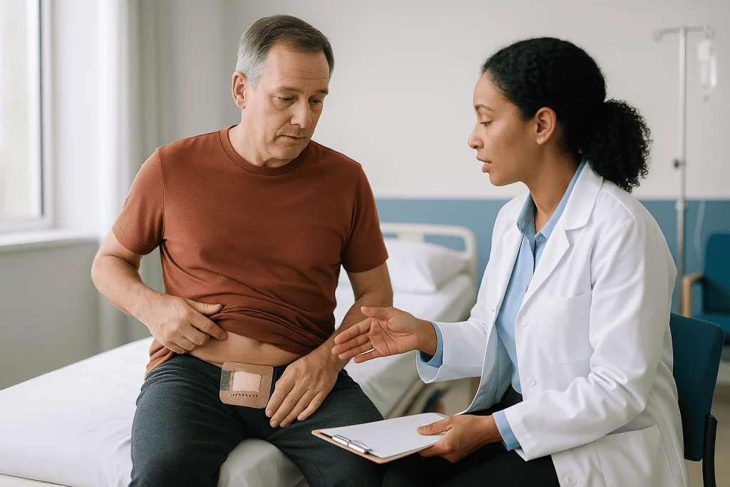 Doctor examining patient's abdominal area with medical device: How does wide local excision actually work?