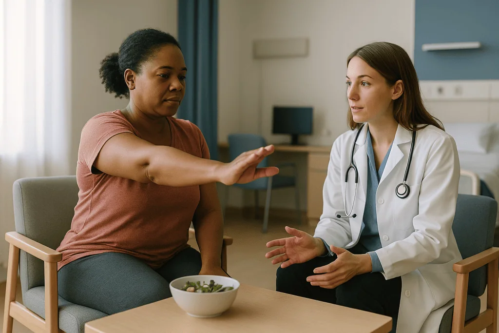 Doctor consulting with patient about nutrition or lifestyle: How FND actually works in the brain