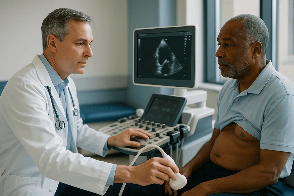 Cardiologist performing echocardiogram ultrasound on patient: How is pericardial effusion size grading done on echo?