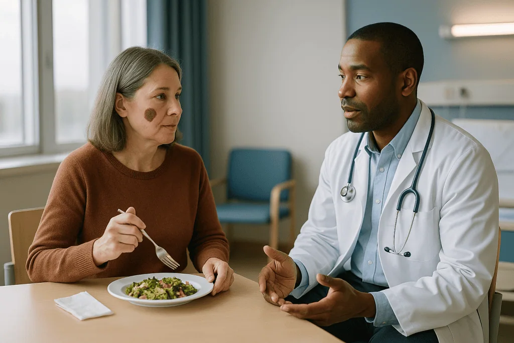 Doctor consulting patient about diet and nutrition: How location changes the surgical plan