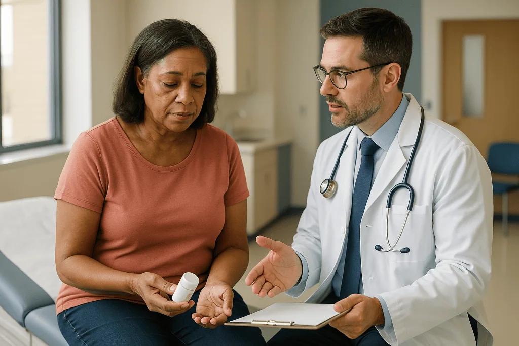 Doctor consulting patient about medication in clinic: How long do you take preventive antibiotics for rheumatic fever?