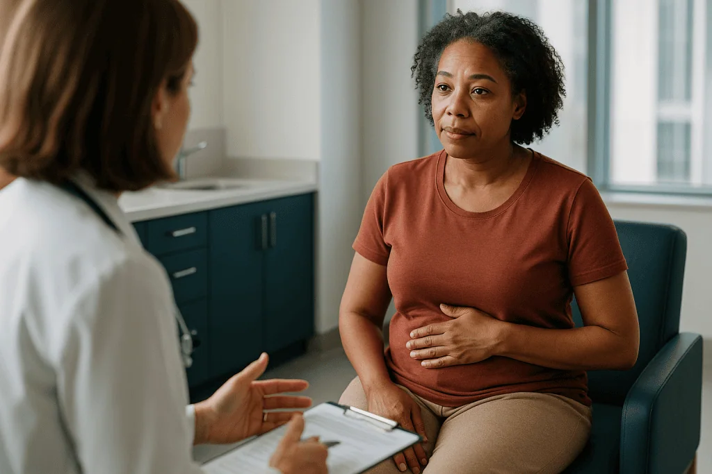 Female patient consulting with healthcare provider in clinic: How long does it take to heal from fat grafting?