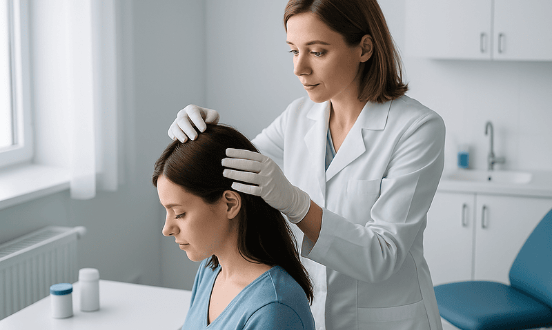 How Long Does Wisdom Teeth Removal Take? In the Chair and in Recovery 5 Dentist examining patient's head in a clinical setting.
