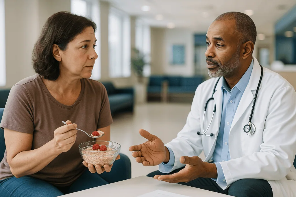 Doctor consulting patient about healthy food choices — How much can food really lower LDL? An honest look at the numbers