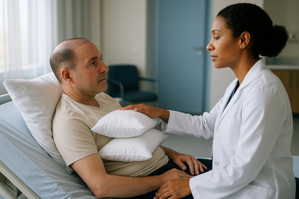 Doctor consulting patient about abdominal or digestive issue: How much elevation is enough, and can you overdo it?