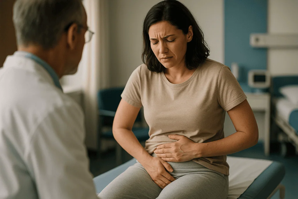 Patient with abdominal discomfort consulting male physician: How painful is monsplasty recovery?