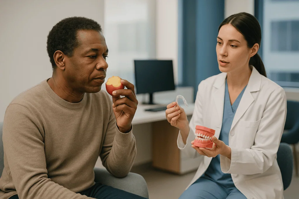 Dentist consulting patient about dental aligners and oral care — How teeth actually move, and why the tool matters less than 