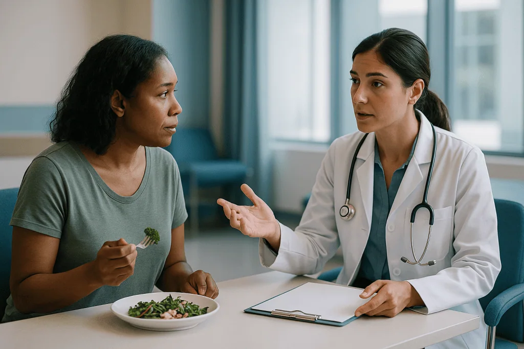 Doctor consulting patient about healthy diet nutrition: How the immune system produces neutralizing antibodies