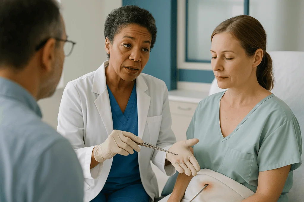 Doctor examining patient's arm with surgical instrument — How the procedure actually works, step by step