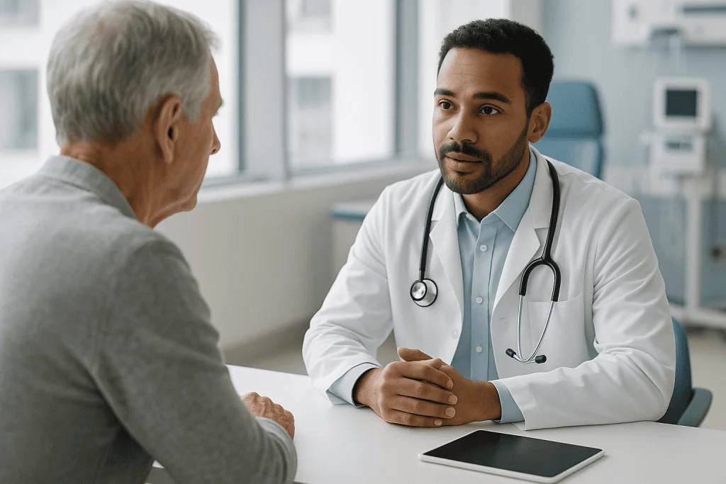 How to Prepare for a Biopsy in Turkey: Questions, Timing, and Recovery Basics 1 Doctor consulting with an elderly patient in a modern hospital room.