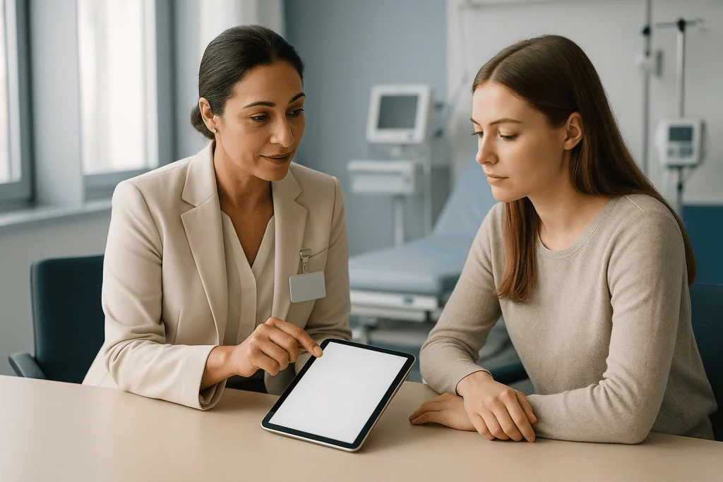 How to Read a Medical Quote for Treatment in Turkey 1 Doctor explaining medical treatment options to a patient in a hospital.