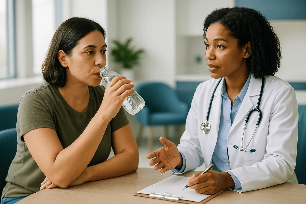 Doctor consulting patient in medical office setting: How to stop IBD flare-ups: what is within your control