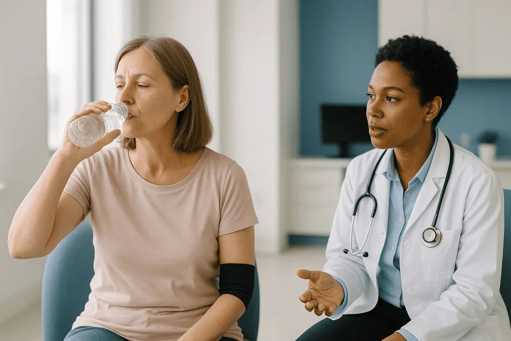 Patient drinking water during medical consultation with doctor: Is daily life manageable with autonomic disorders? The hones
