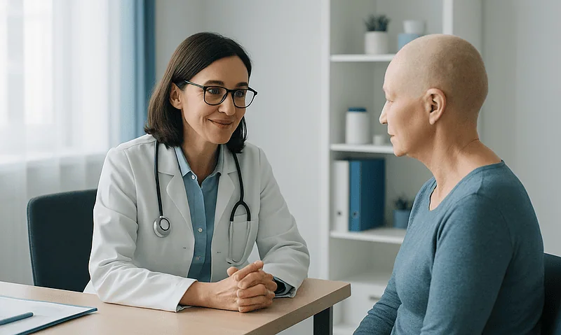 Doctor consulting with a patient in a medical office.