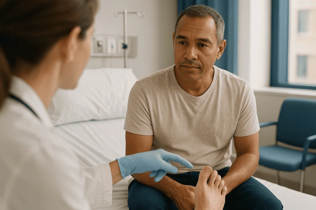Healthcare provider examining patient's arm or hand: Is ingrown toenail surgery painful, and do they put you to sleep?