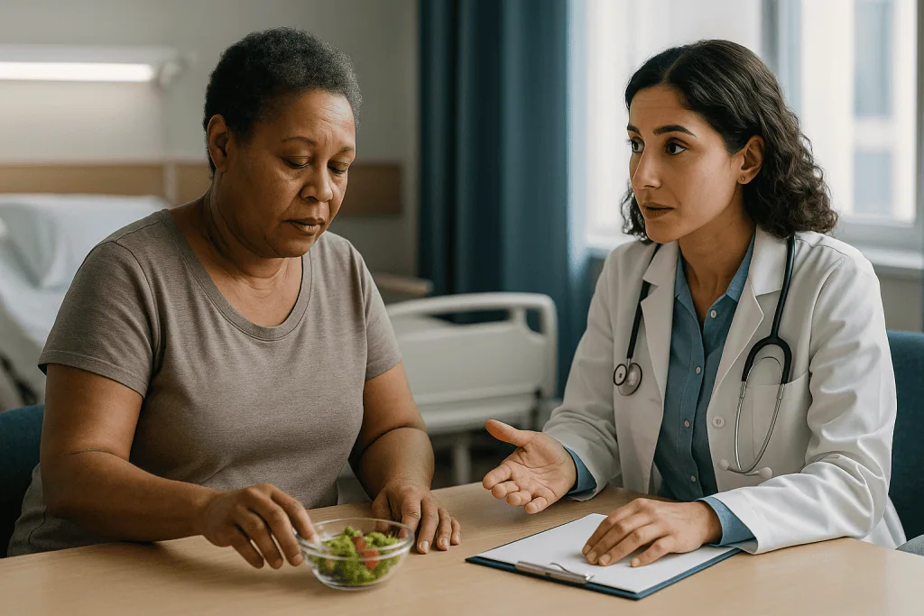 Doctor consulting patient about diet and nutrition: Lean mass is not the same thing as muscle